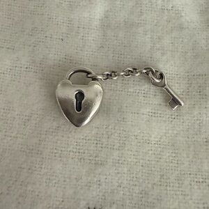 Authentic Pandora Sterling Silver Heart and Key Charm Bead